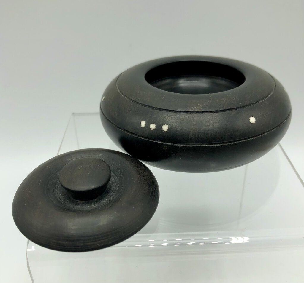 Natural Chinese Inkstone w/ Bone Inlay & Lid /b