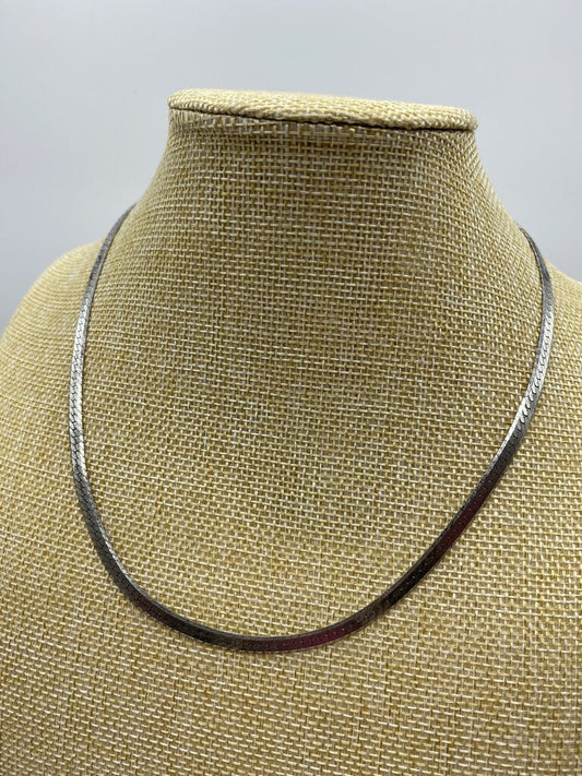 .925 Sterling Silver Herringbone Chain 18” Necklace 4.5mm /ro