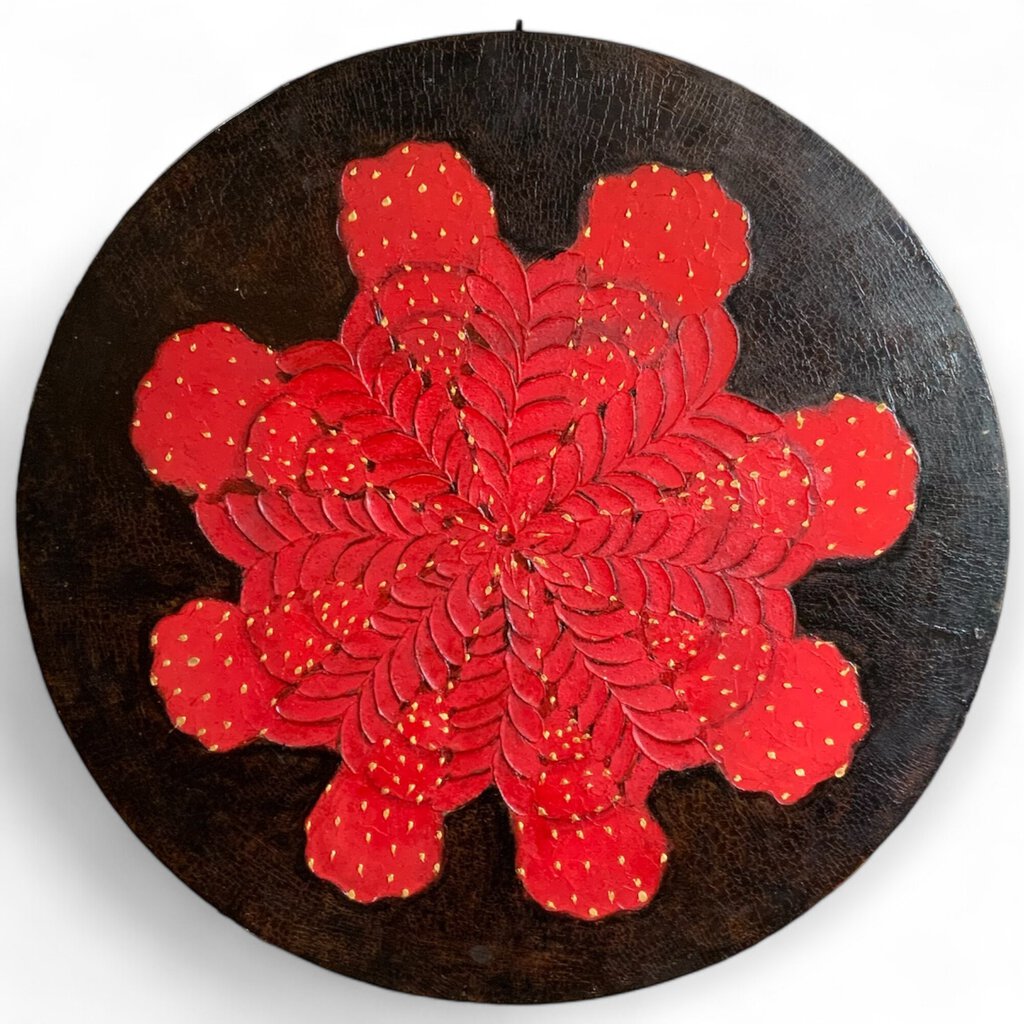 Hand Painted Red Flower Wall Art