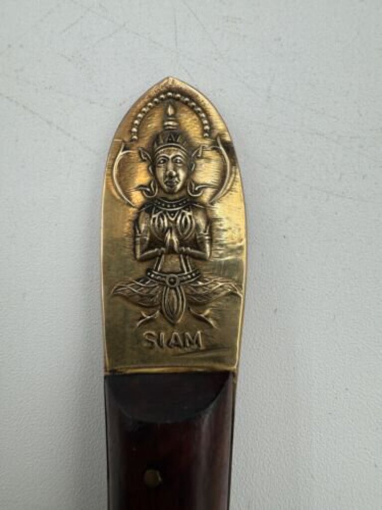 Thailand Buddha Teak And Bronze Flatware Set