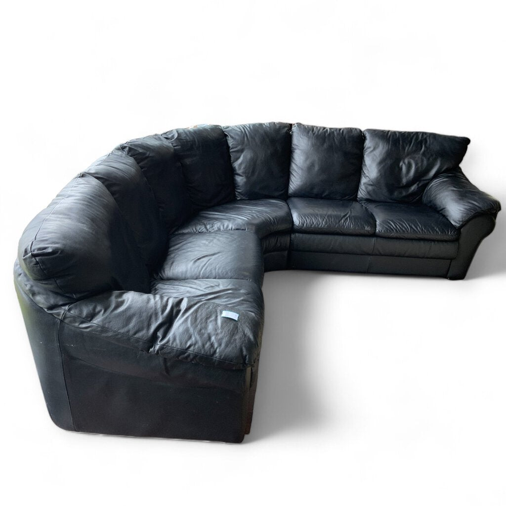 Three Piece Black Leather Sectional