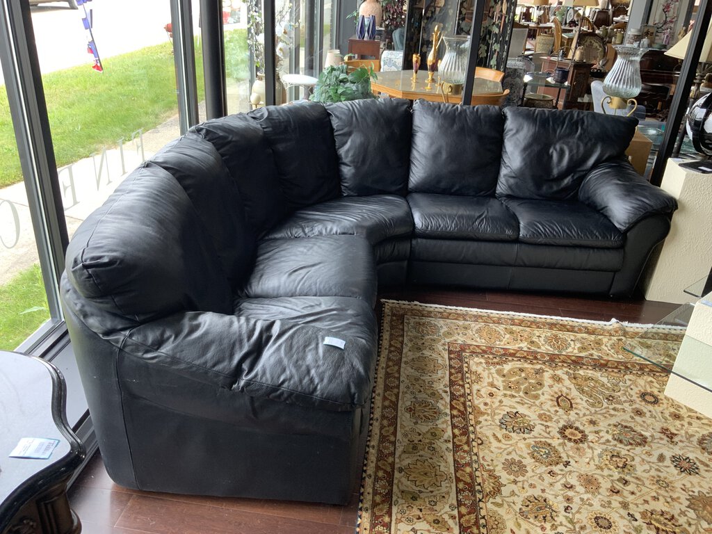 Three Piece Black Leather Sectional