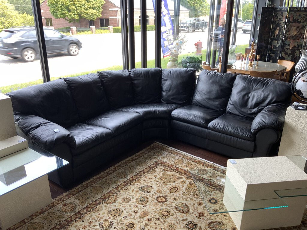 Three Piece Black Leather Sectional