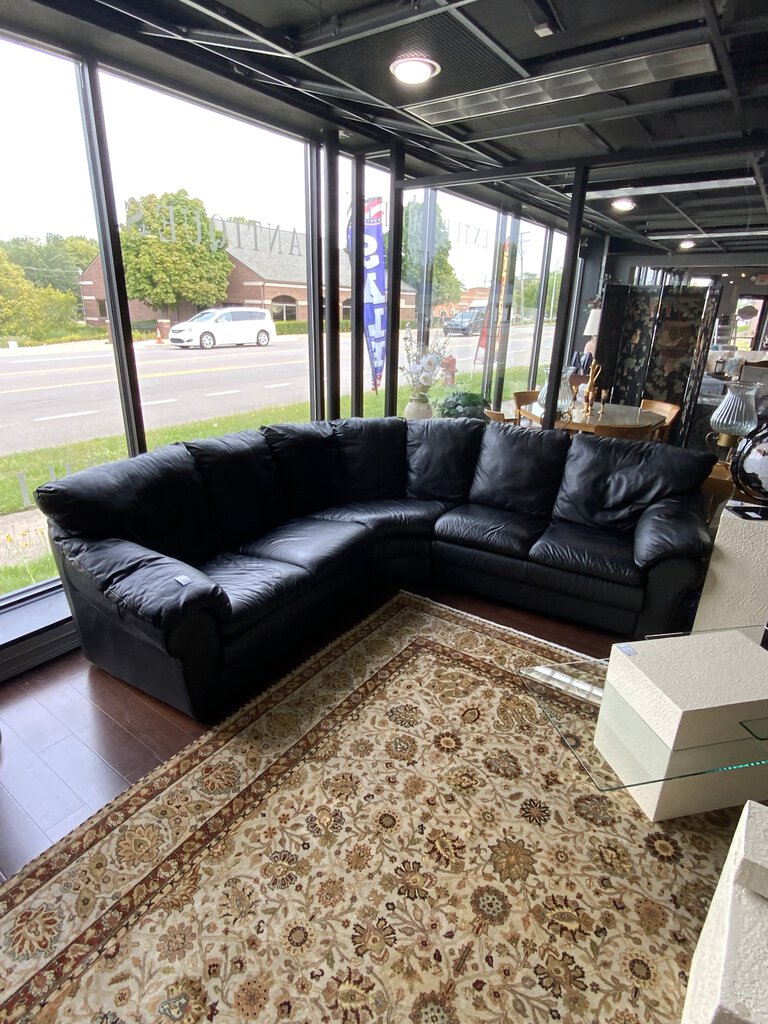 Three Piece Black Leather Sectional