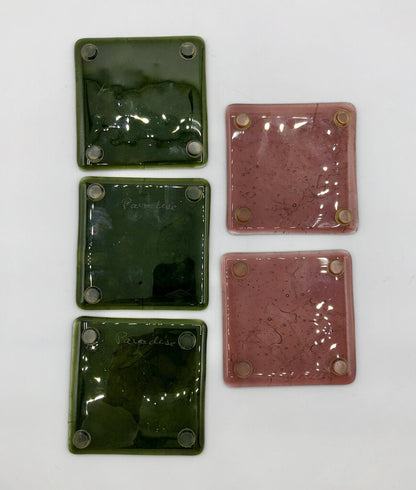 5pc Paradise Fused Art Glass Coaster Set /b