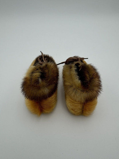 Vintage Baby Moccasins Real Fur Size 3