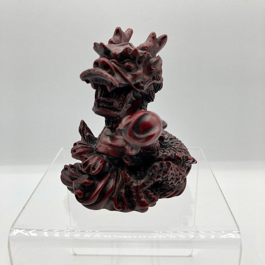 Vtg Red Resin Chinese Dragon Holding a Pearl Year of Dragon /b