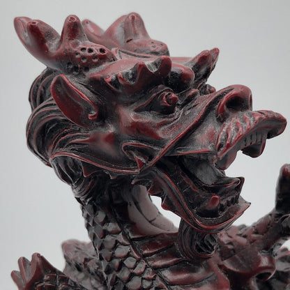 Vtg Red Resin Chinese Dragon Holding a Pearl Year of Dragon /b