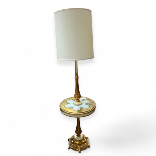 Vintage Regency Glass Top Pedestal Floor Lamp