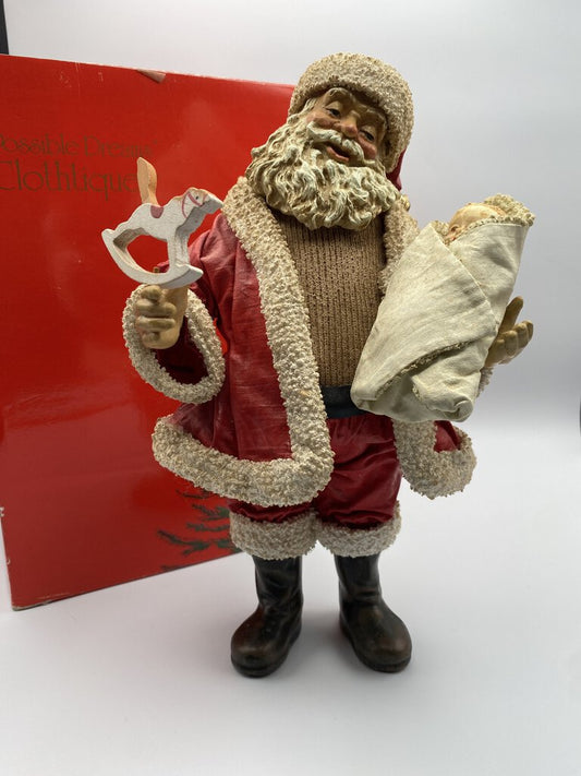 Clothtiques Possible Dreams Santa 10” “Baby First” Figure in Box /rw