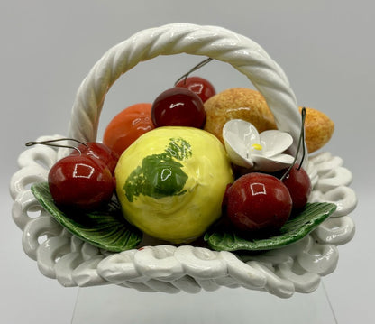 Ceramic Fruit Basket Lemons, Cherries, Pear (Italy?) /j