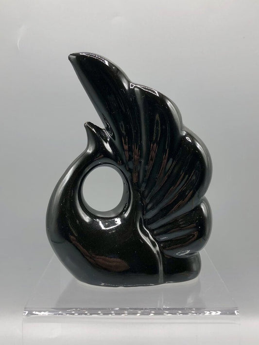 Vintage MCM Black Swan Pottery Vase /b