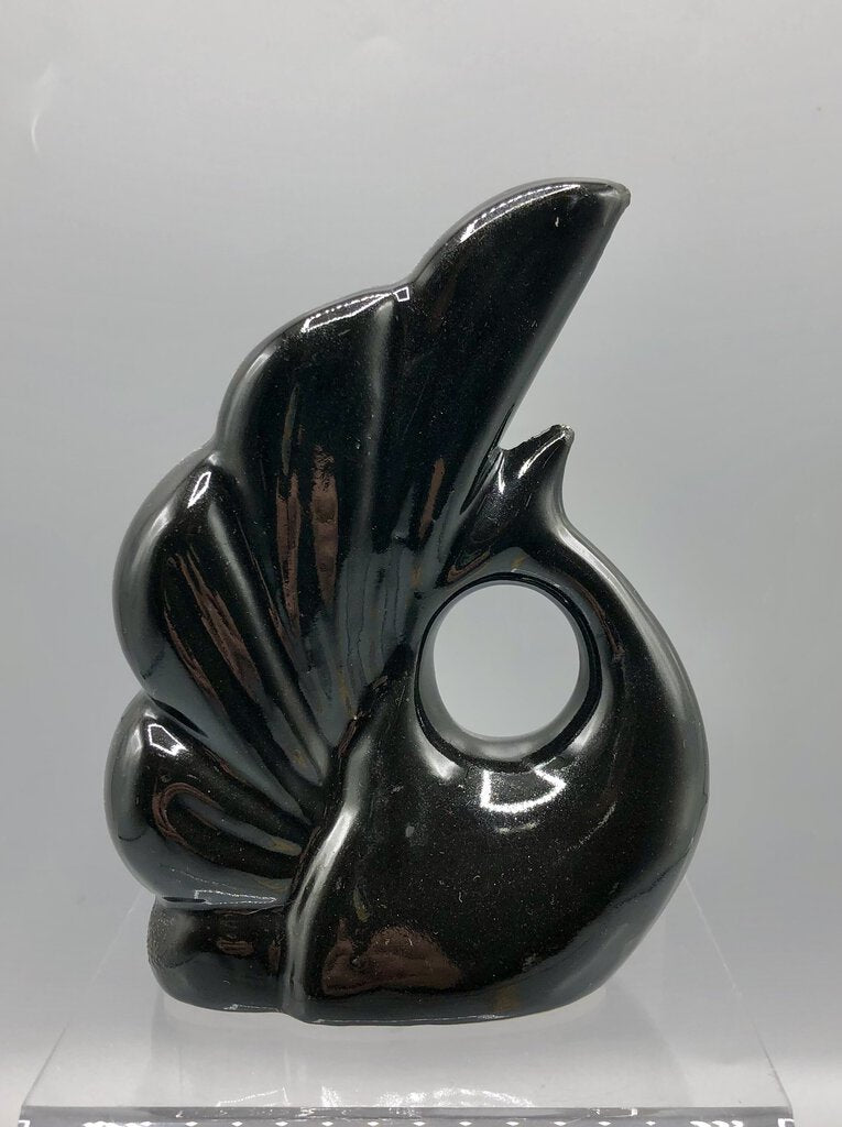 Vintage MCM Black Swan Pottery Vase /b