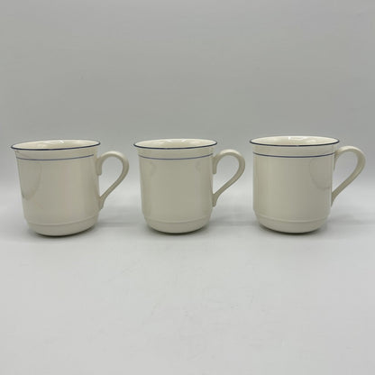 Vintage Set of 5 Lenox Chinastone Blue Pinstripes Coffee Mugs/Cups /cb