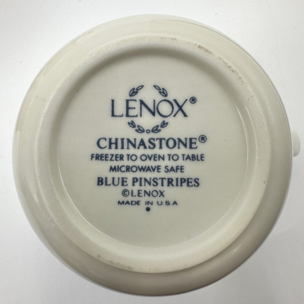 Vintage Set of 5 Lenox Chinastone Blue Pinstripes Coffee Mugs/Cups /cb