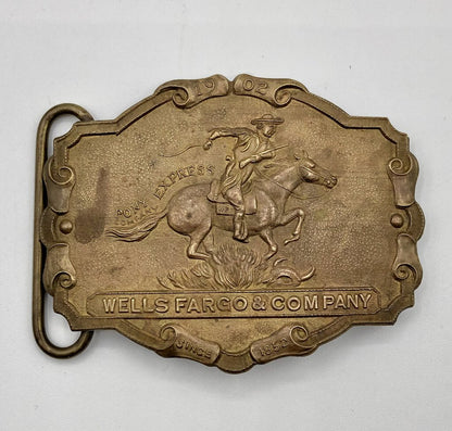 Vintage Wells Fargo & Company Brass Belt Buckle /b