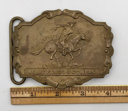 Vintage Wells Fargo & Company Brass Belt Buckle /b