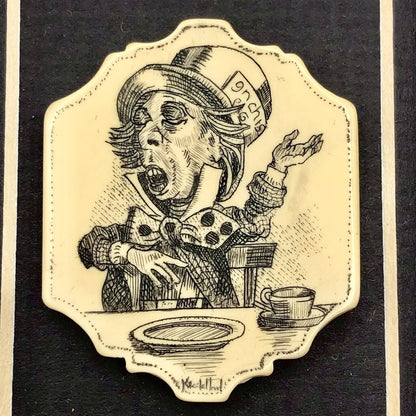 Charming Framed Mad Hatter Etched Resin Tile /b