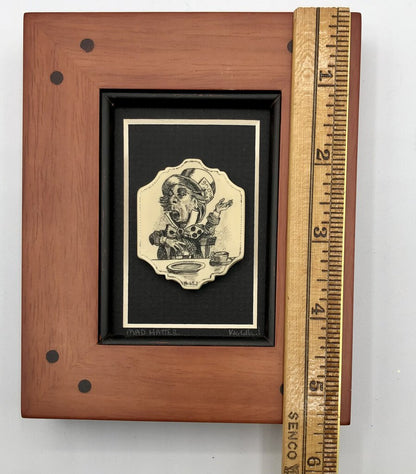 Charming Framed Mad Hatter Etched Resin Tile /b