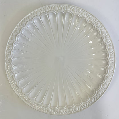 Large 15 Inch Round Ceramic Serving Platter White Hand Made In Italy /cb