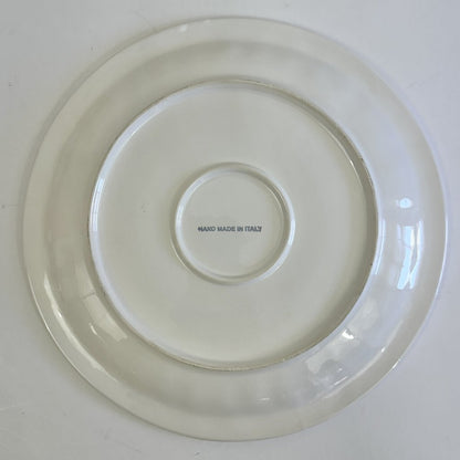 Large 15 Inch Round Ceramic Serving Platter White Hand Made In Italy /cb