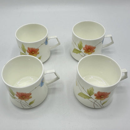 4 Vintage Mikasa JUST FLOWERS Bone China Demitasse and Saucer Sets /cb