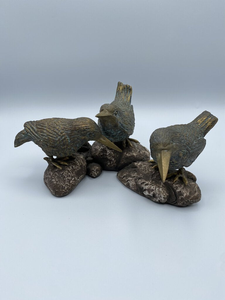 Andrea by Sadek 3 Birds on Rocks Sculpture Bronze Patina /ro