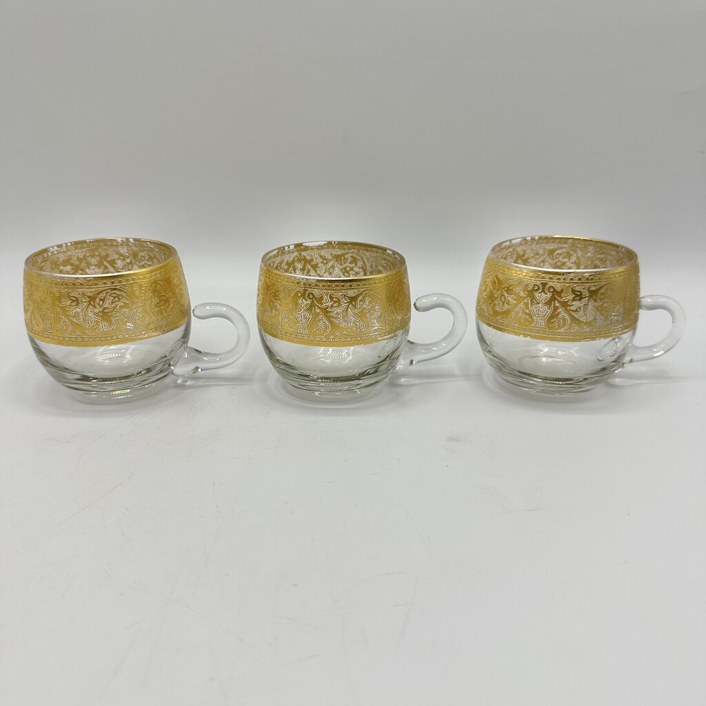 5 Vintage “Georgian Gold” By Glastonbury-Lotus 2 3/8” Blown Glass Punch Cups /cb