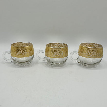 5 Vintage “Georgian Gold” By Glastonbury-Lotus 2 3/8” Blown Glass Punch Cups /cb