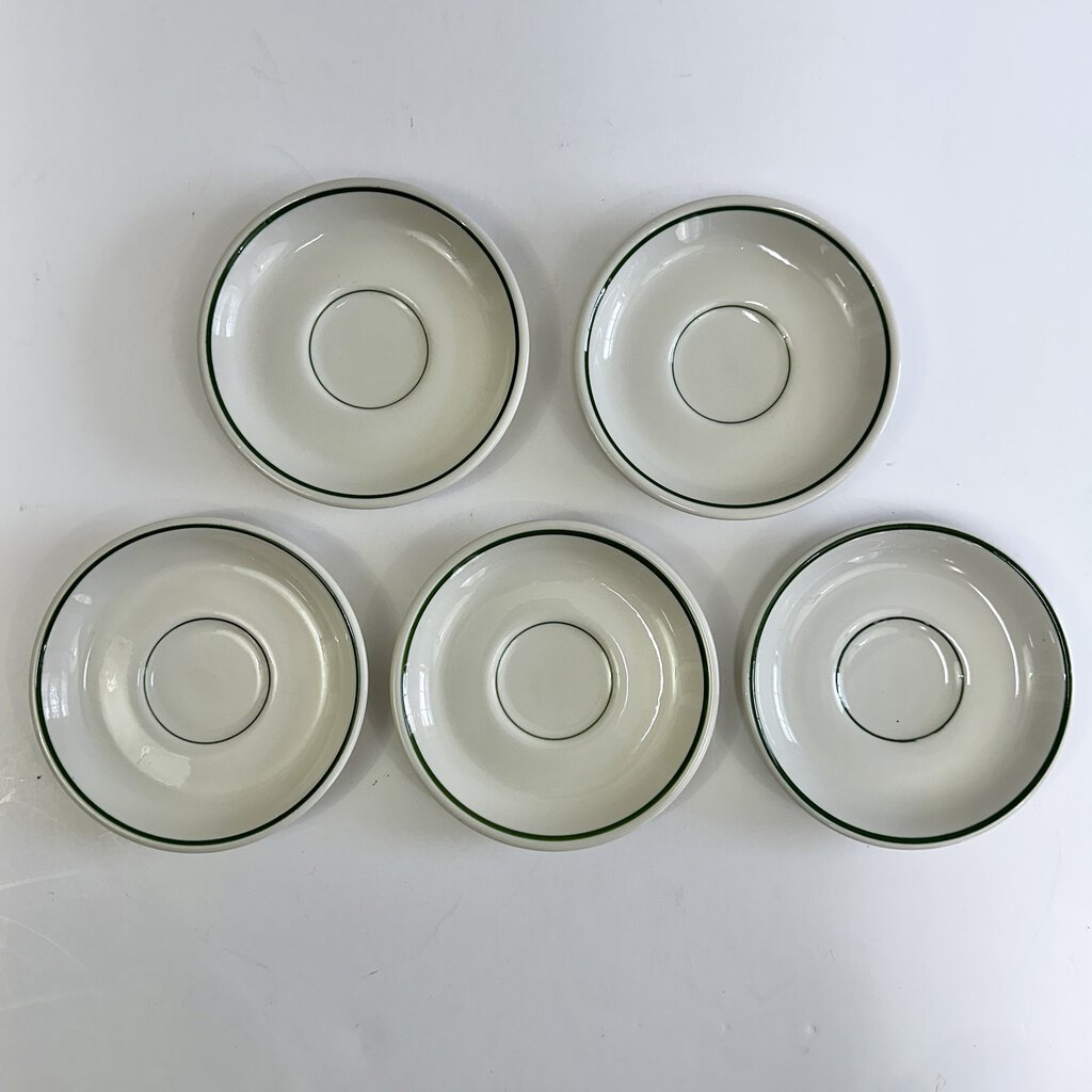 5 Vintage Buffalo China Restaurant Ware Allegheny Green Stripe Cup and Saucer Sets /cb