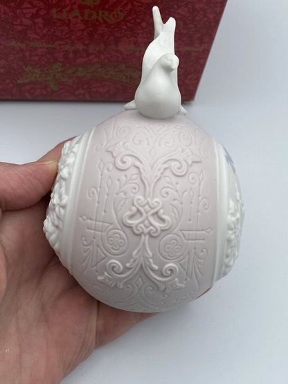 Lladro 2003 Pink Turtle Doves Christmas Ball Ornament /ro