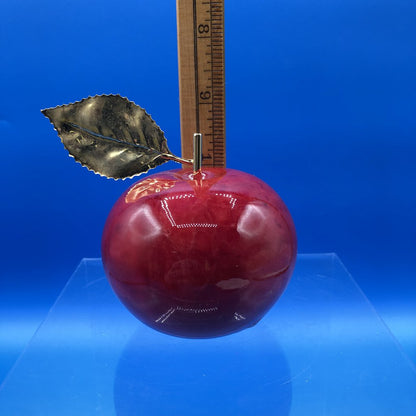 Vintage Red Alabaster Apple Paperweight by Ducceschi, Italy /b