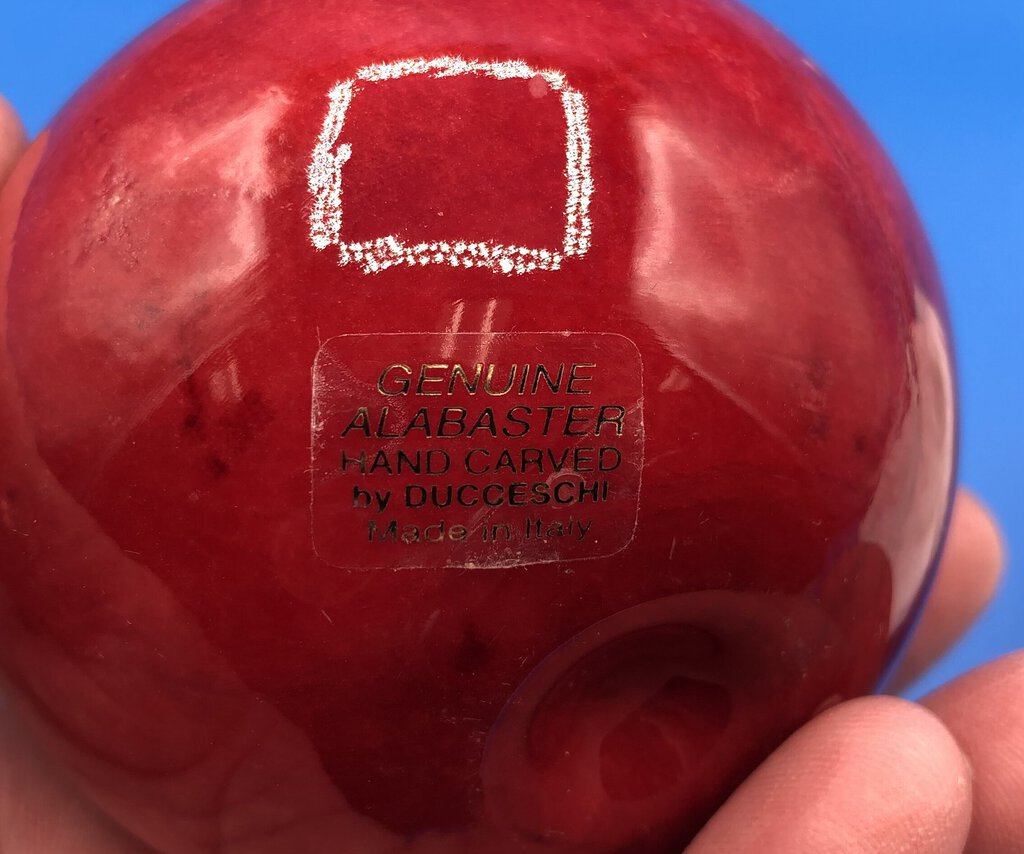 Vintage Red Alabaster Apple Paperweight by Ducceschi, Italy /b