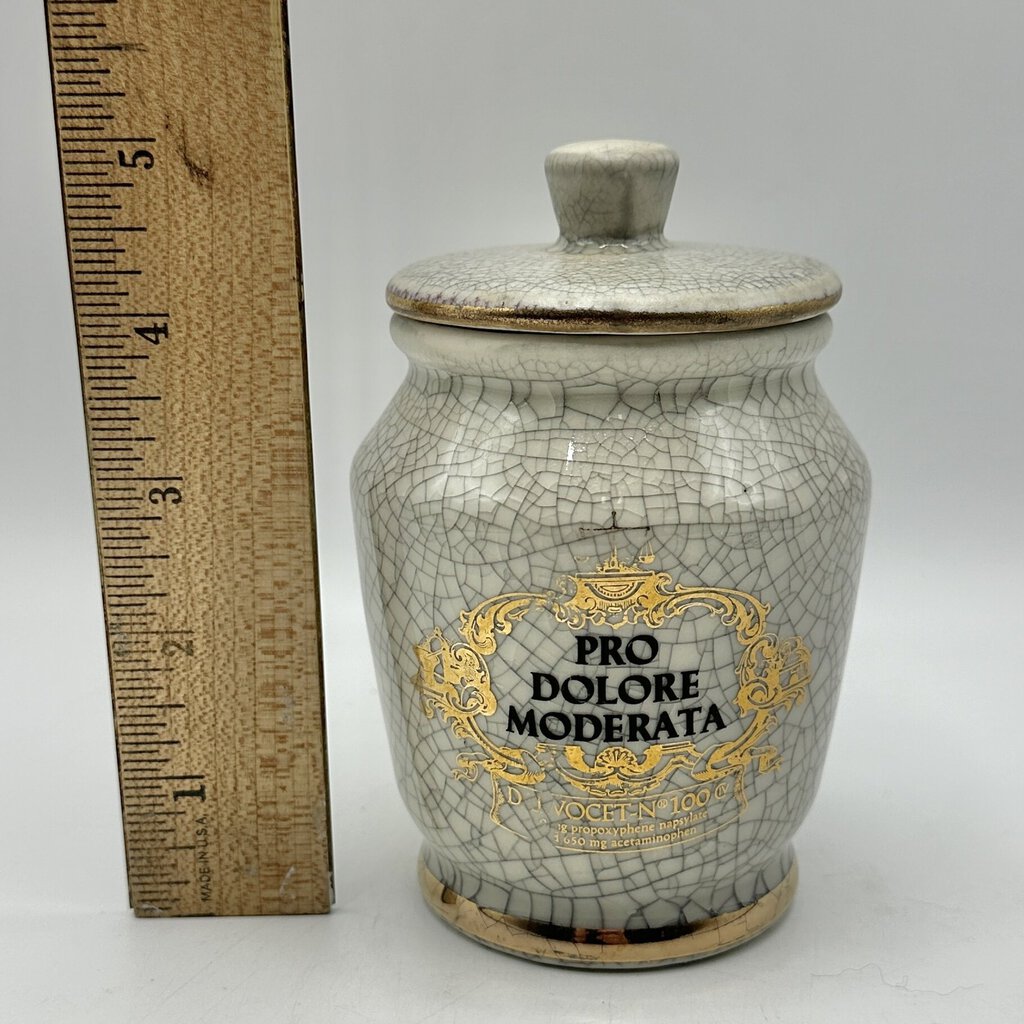 1970s Lilly Pro Dolore Moderata Darvocet-N 100 Advertising Drugstore Pharmacy Jar w/Lid /cb