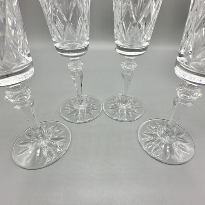 Vintage Galway Irish Crystal Champagne Flutes Rathmore 24% Lead Crystal Set of 4 /cb