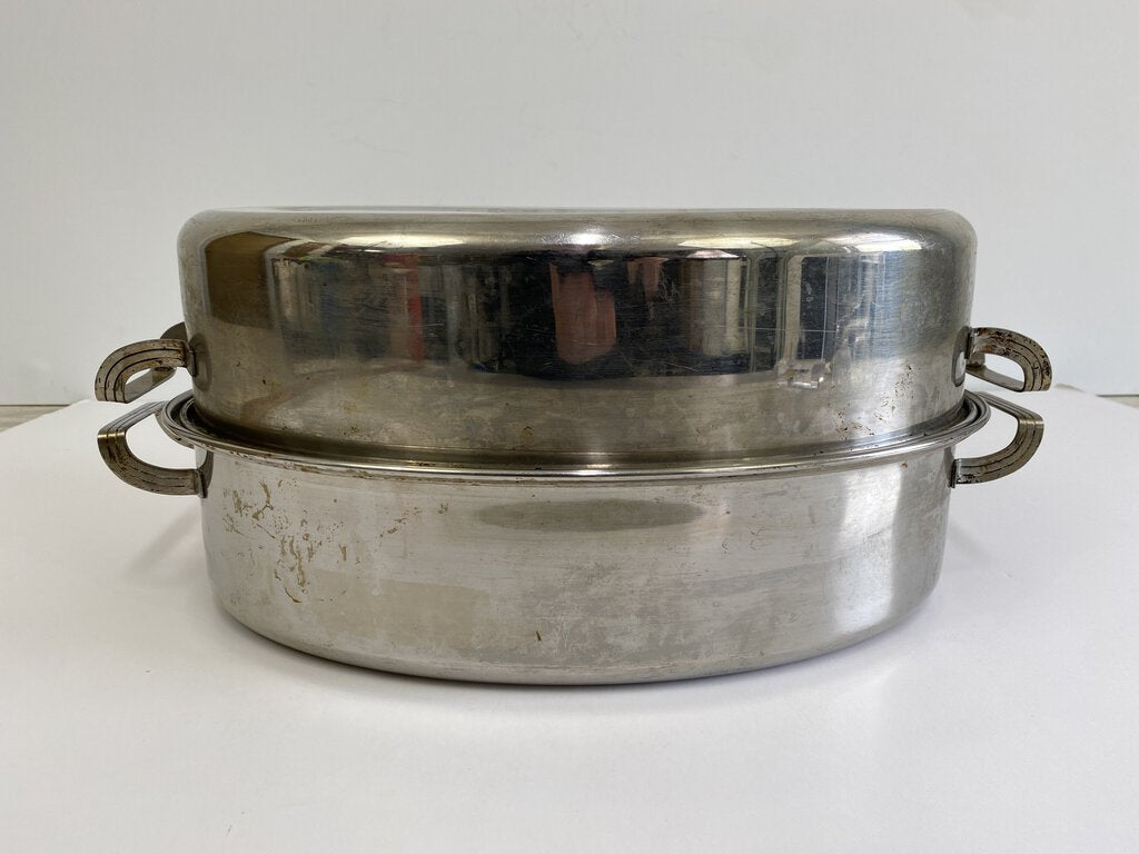 Vintage Flint Ware by Ecko Stainless Steel Roasting Pan w/Lid USA /rw