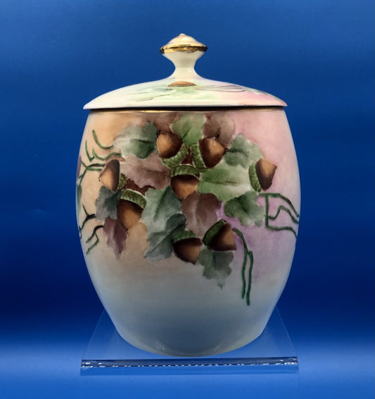 Tressemanes & Vogt France Limoges Porcelain Hand Painted Biscuit Jar