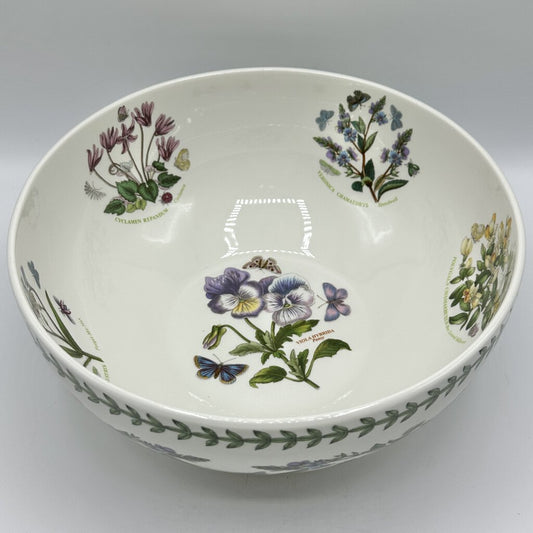 Portmeirion Botanic Garden 10” Round Serving/Salad Pearl Bowl Pansy /cb