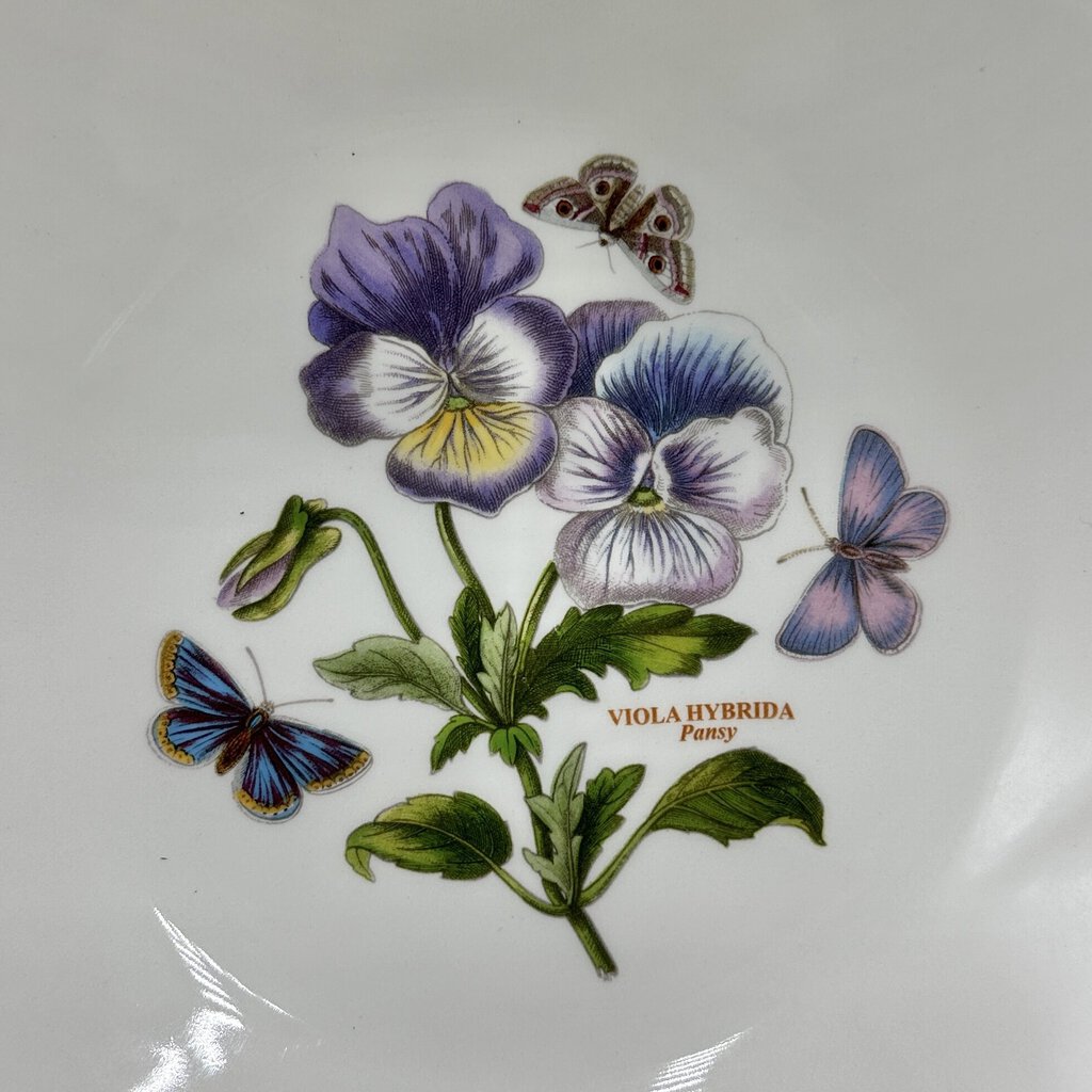 Portmeirion Botanic Garden 10” Round Serving/Salad Pearl Bowl Pansy /cb