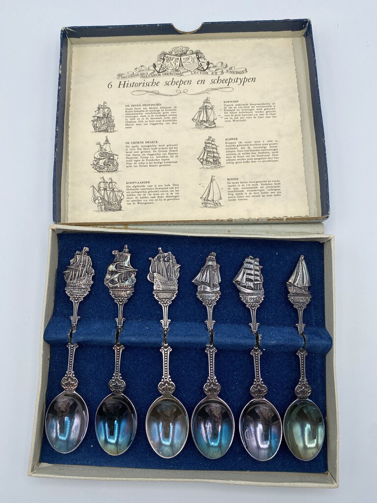 Dutch Hooijkass Hendrik Box Set of 6 Silver Plate DemiTasse Spoons /ro