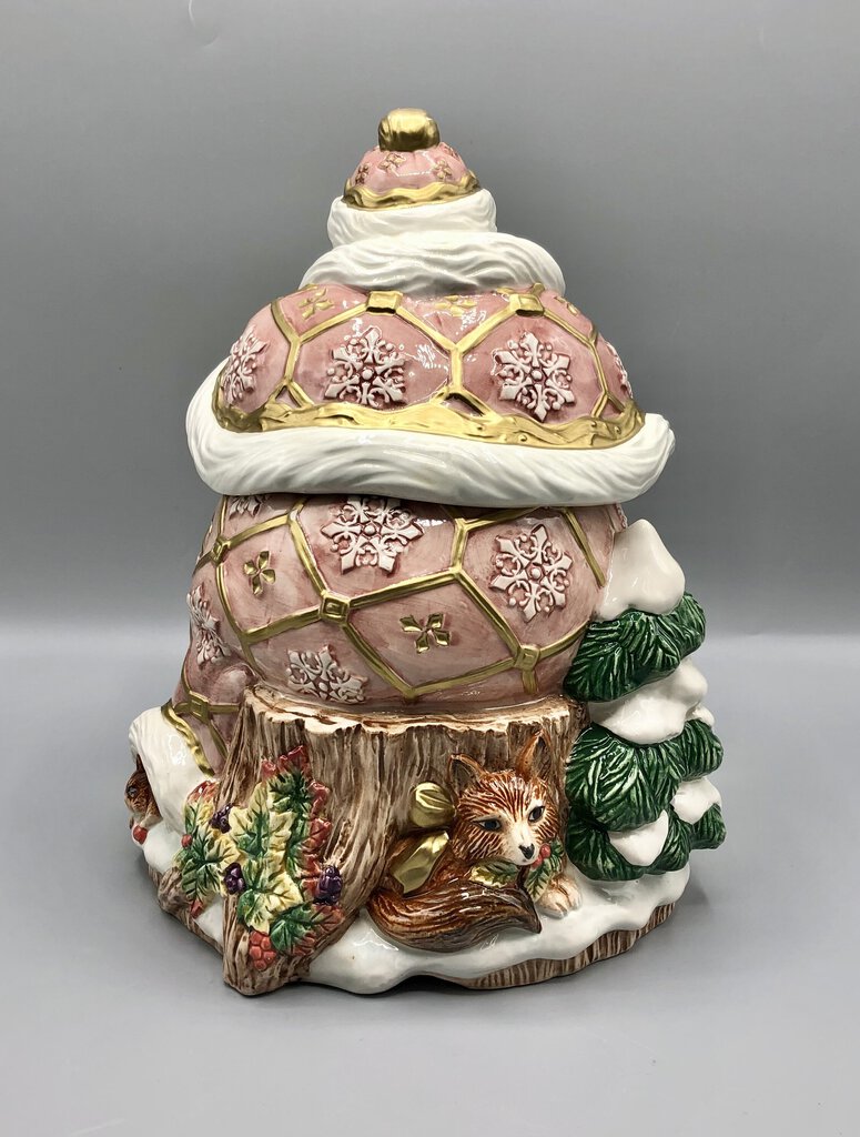 1996 Fitz & Floyd Snowy Woods Santa Cookie Jar /b