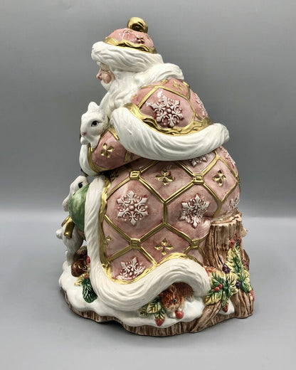 1996 Fitz & Floyd Snowy Woods Santa Cookie Jar /b