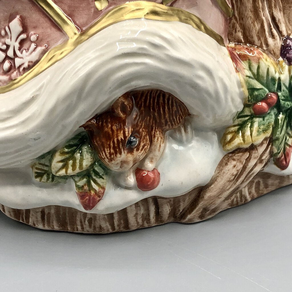 1996 Fitz & Floyd Snowy Woods Santa Cookie Jar /b