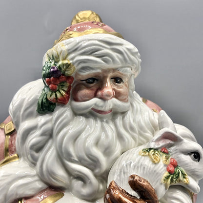 1996 Fitz & Floyd Snowy Woods Santa Cookie Jar /b