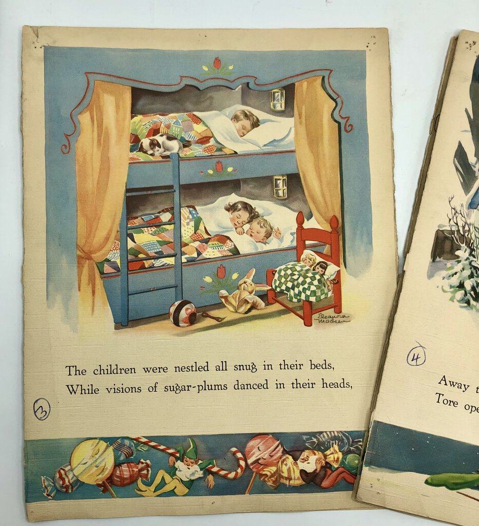 Vintage Set of 3 ‘Twas the Night Before Christmas Books 1940-1954 /b