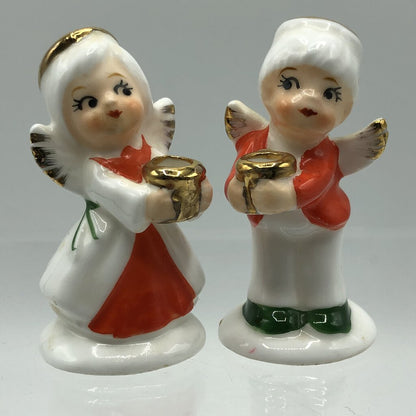 Vtg NAPCO Boy & Girl Angels Miniature Candle Holders /b