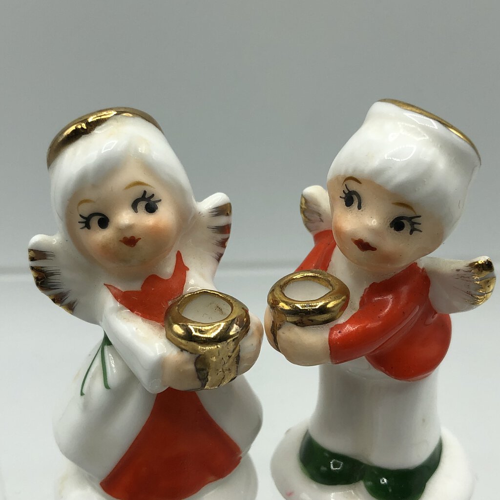 Vtg NAPCO Boy & Girl Angels Miniature Candle Holders /b