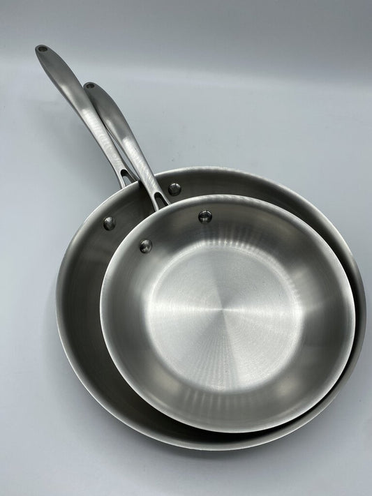 Tramontina Stainless Steel 2 Skillet Set 8.5” & 10.5” Made in Brazil /rw