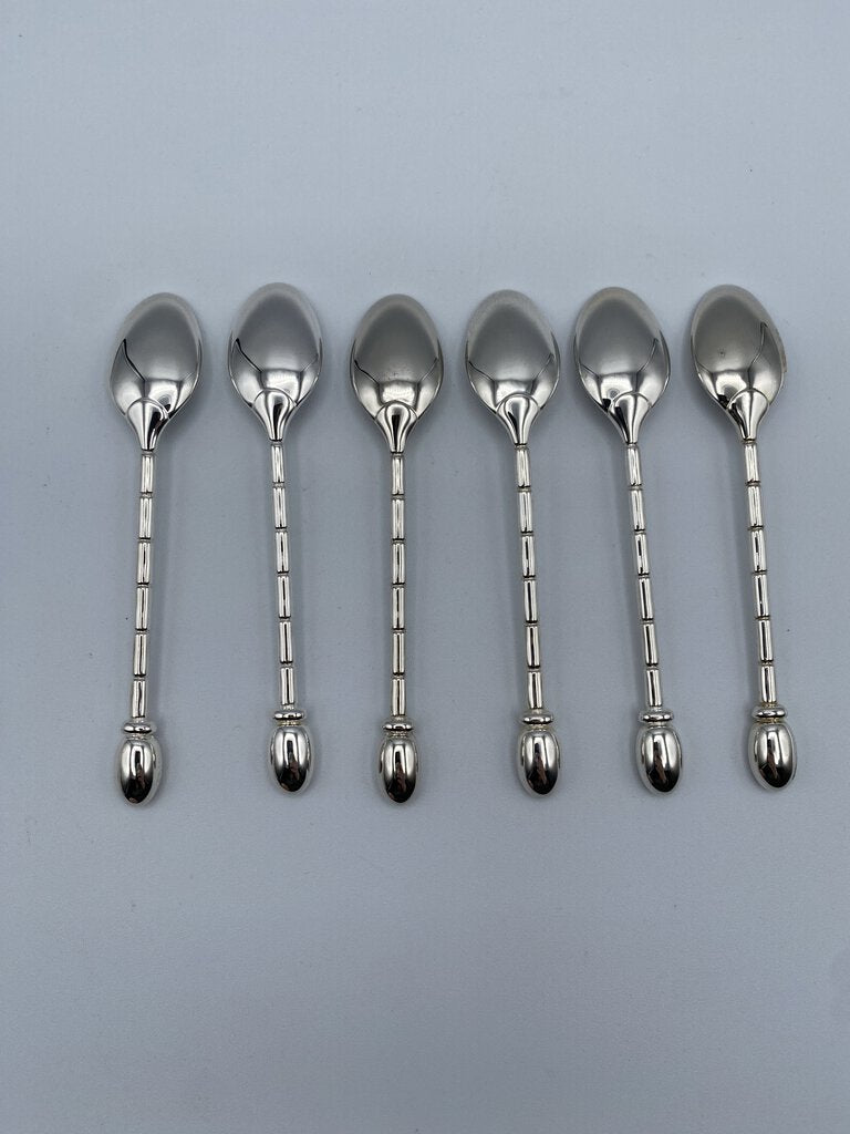 Set of 6 Silverplate Demitasse Espresso Spoons Coffee Bean Finial Hollander /ro