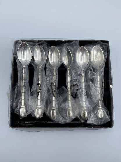 Set of 6 Silverplate Demitasse Espresso Spoons Coffee Bean Finial Hollander /ro